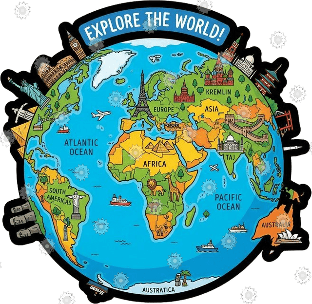 World Globe With Landmarks